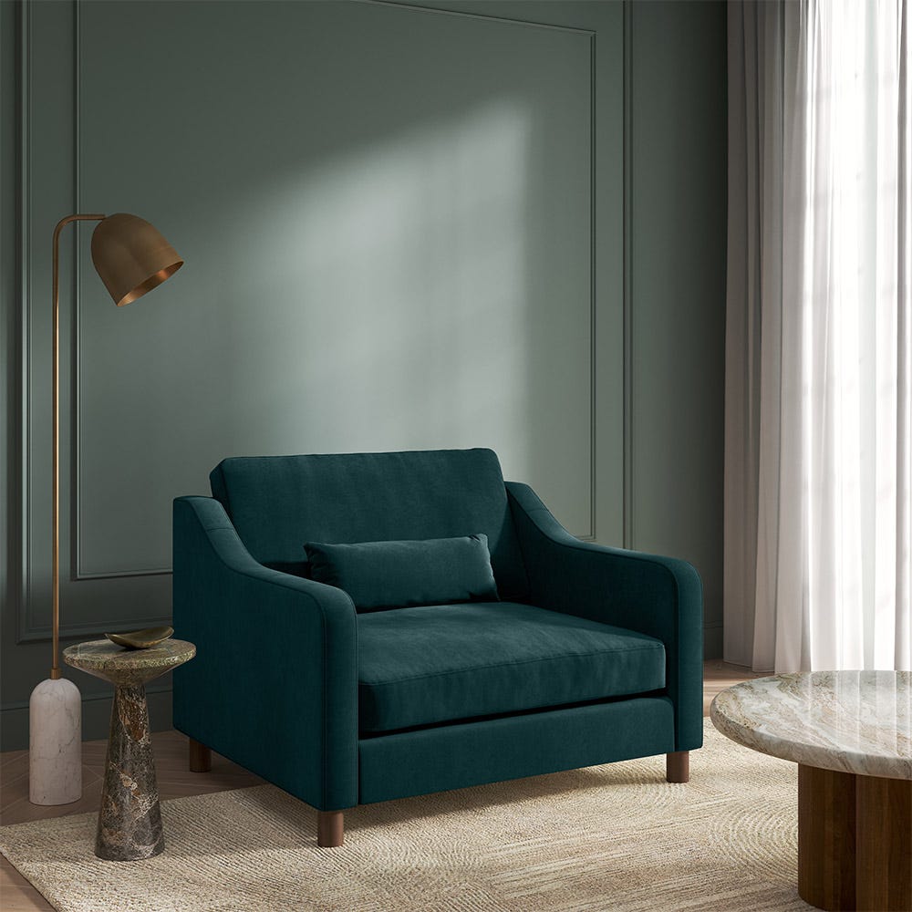 Hampton Loveseat In Mallard Easy Care Velvet