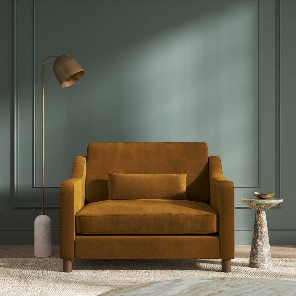 Hampton Loveseat In Turmeric Easy Care Velvet