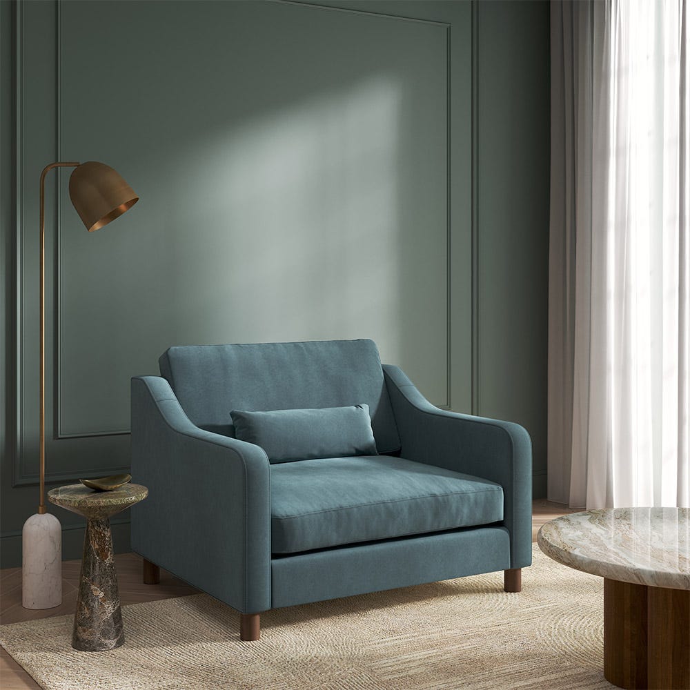 Hampton Loveseat In Airforce Easy Care Velvet