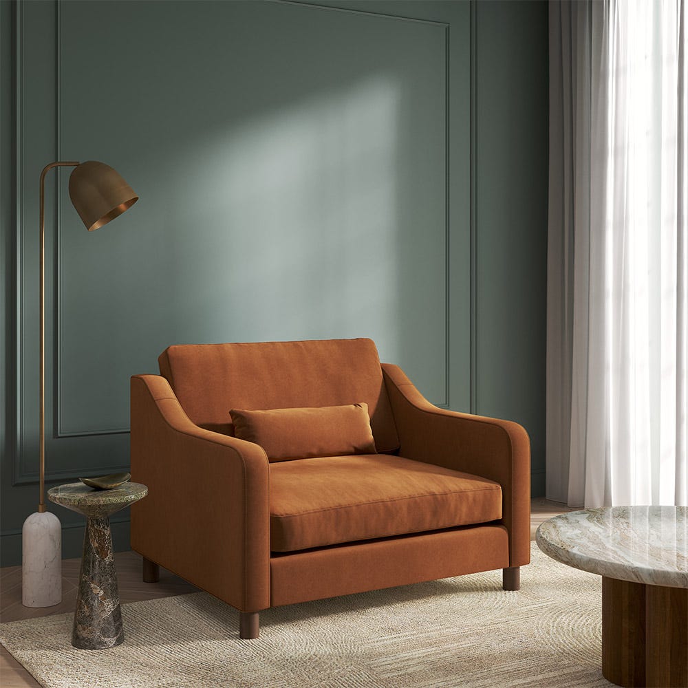 Hampton Loveseat In Burnt Easy Care Velvet