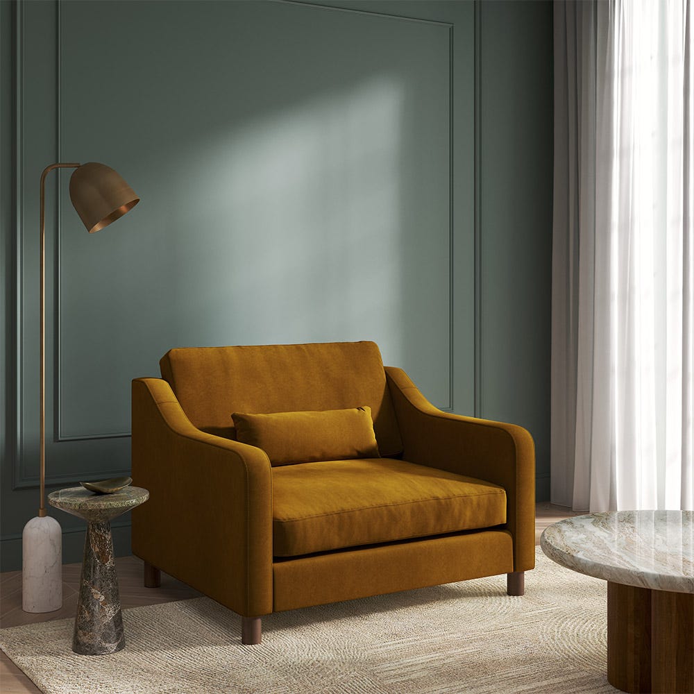 Hampton Loveseat Turmeric Easy Care Velvet