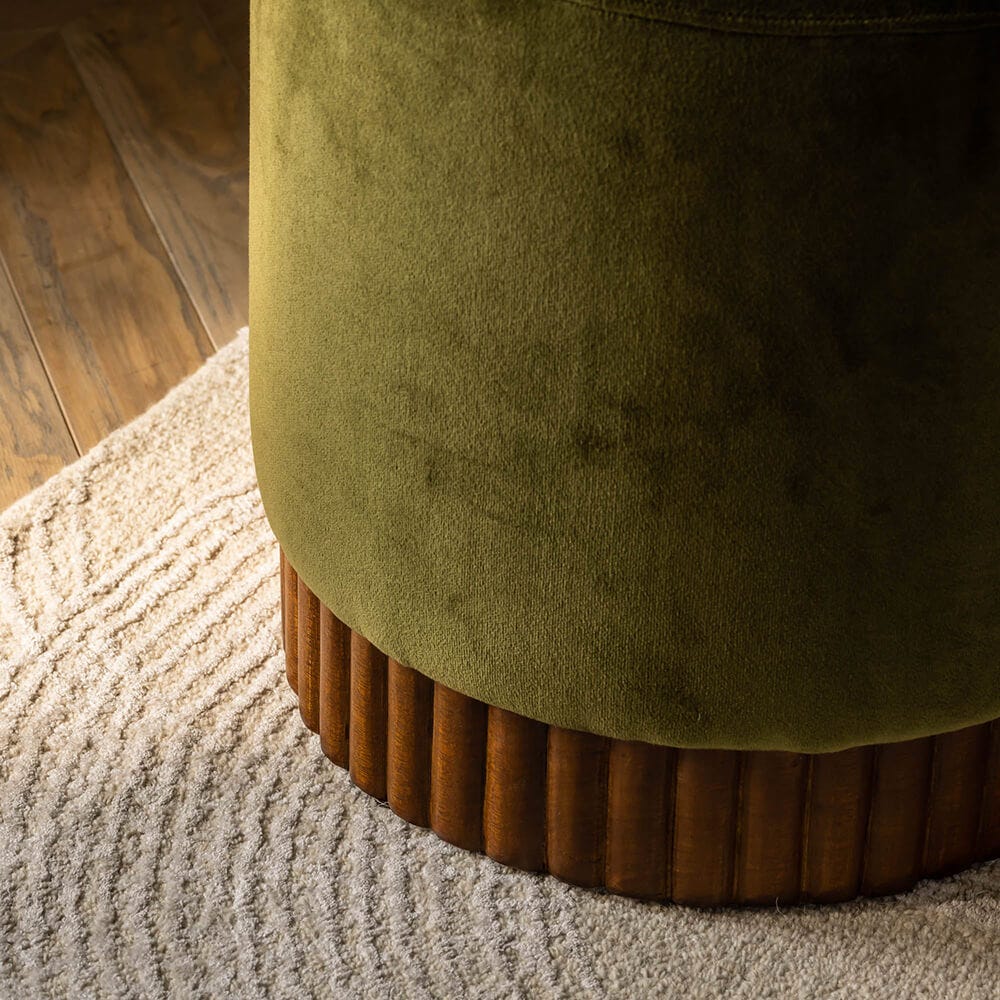 HOLBORN FOOTSTOOL IN DEEP GREEN VELVET