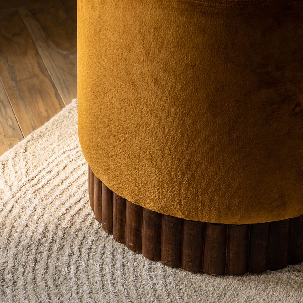 HOLBORN FOOTSTOOL IN MUSTARD VELVET