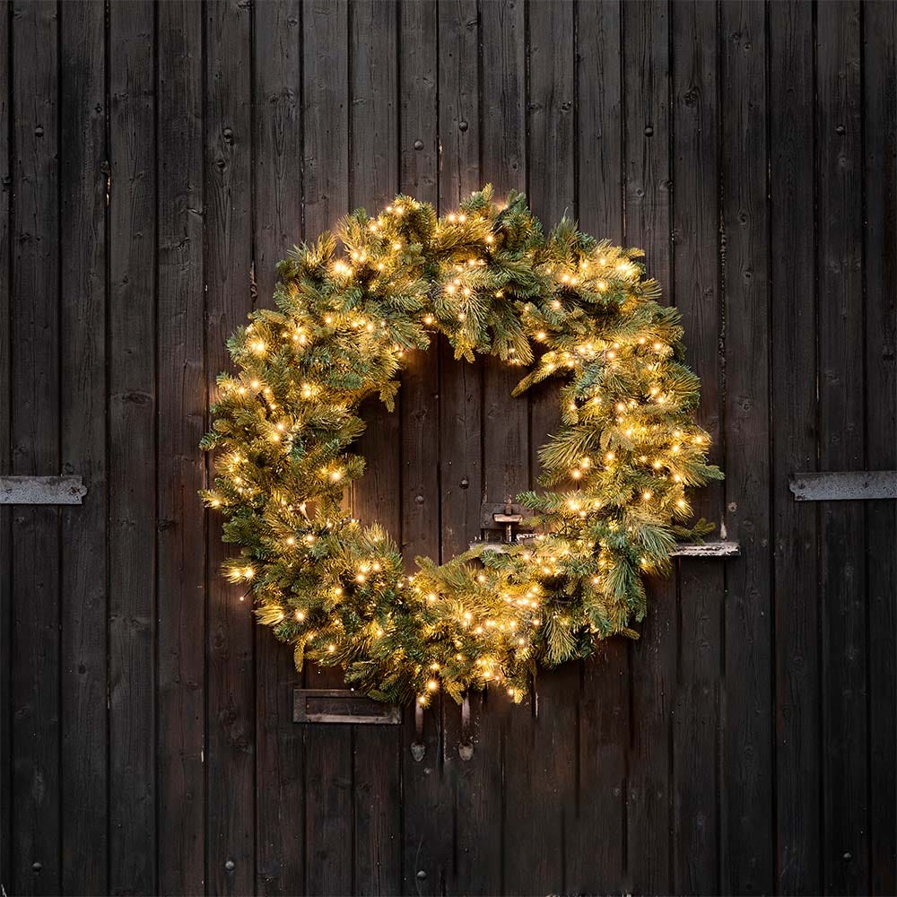 Indoor Outdoor Oversized Pre-lit Wreath - 100cm