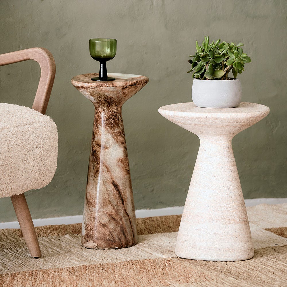JASPER SIDE TABLE IN TRAVERTINE FINISH EFFECT