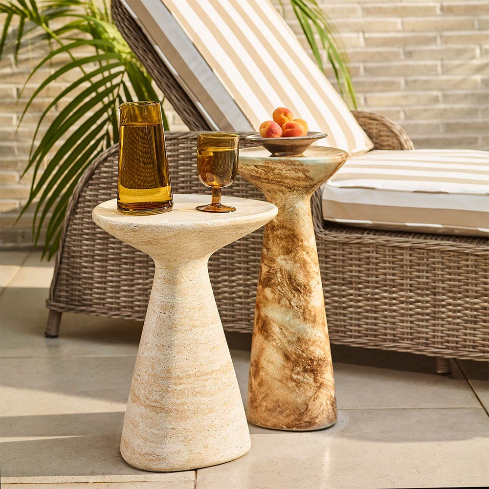 JASPER SIDE TABLE IN TRAVERTINE FINISH EFFECT