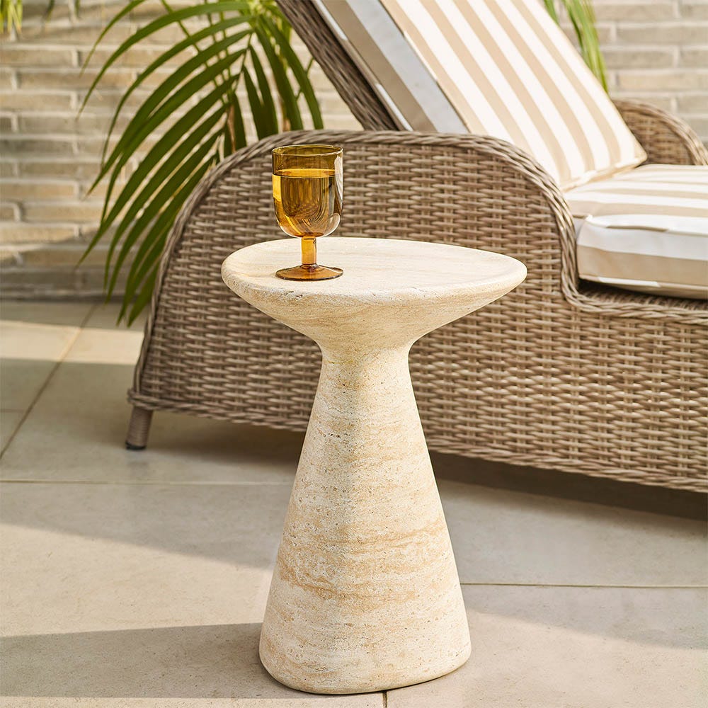 JASPER SIDE TABLE IN TRAVERTINE FINISH EFFECT