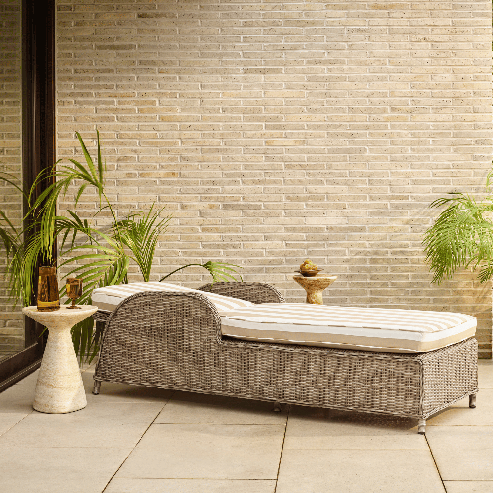 KARLA RATTAN SUNLOUNGER - STRIPED