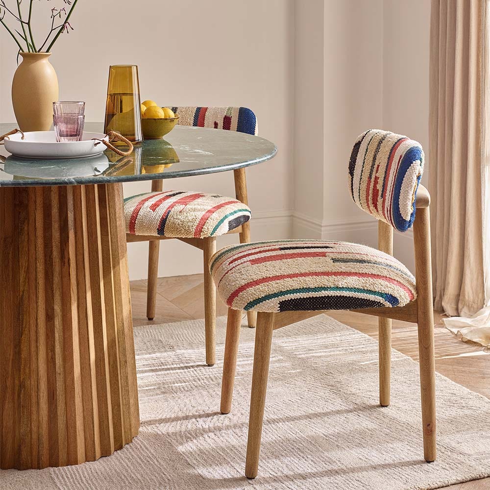 LAYLA DINING CHAIR IN STRIPED RUG
