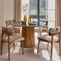 WESTBOURNE GREEN MARBLE DINING TABLE - NATURAL BASE