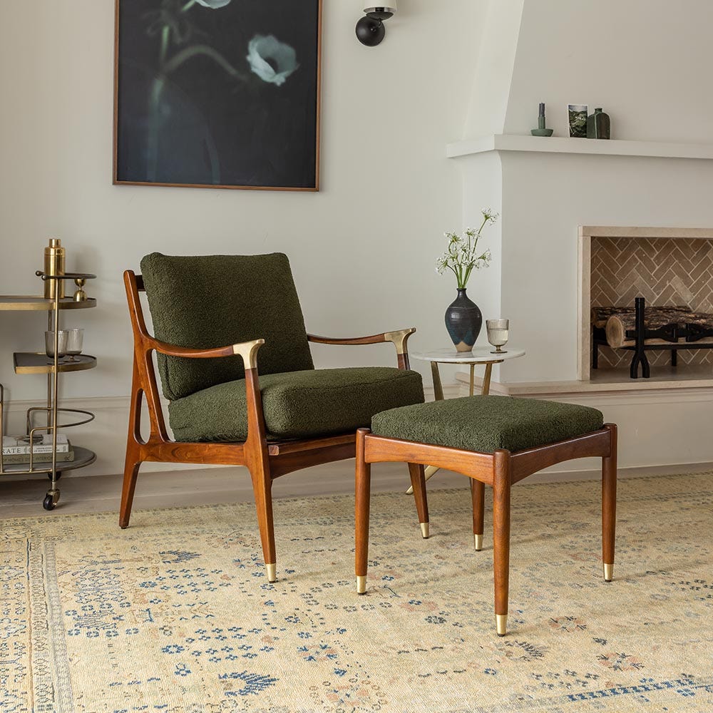 LEVI ARMCHAIR IN OLIVE GREEN BOUCLE