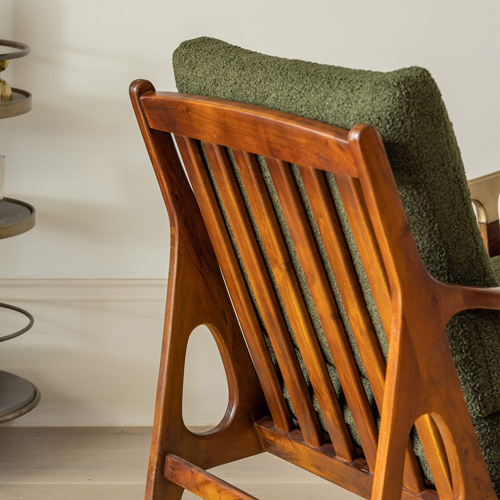 LEVI ARMCHAIR IN OLIVE GREEN BOUCLE