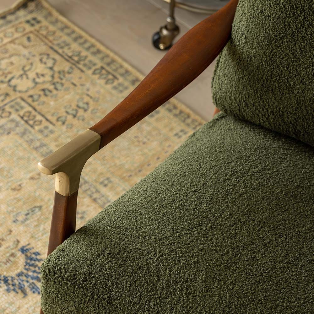 LEVI ARMCHAIR IN OLIVE GREEN BOUCLE