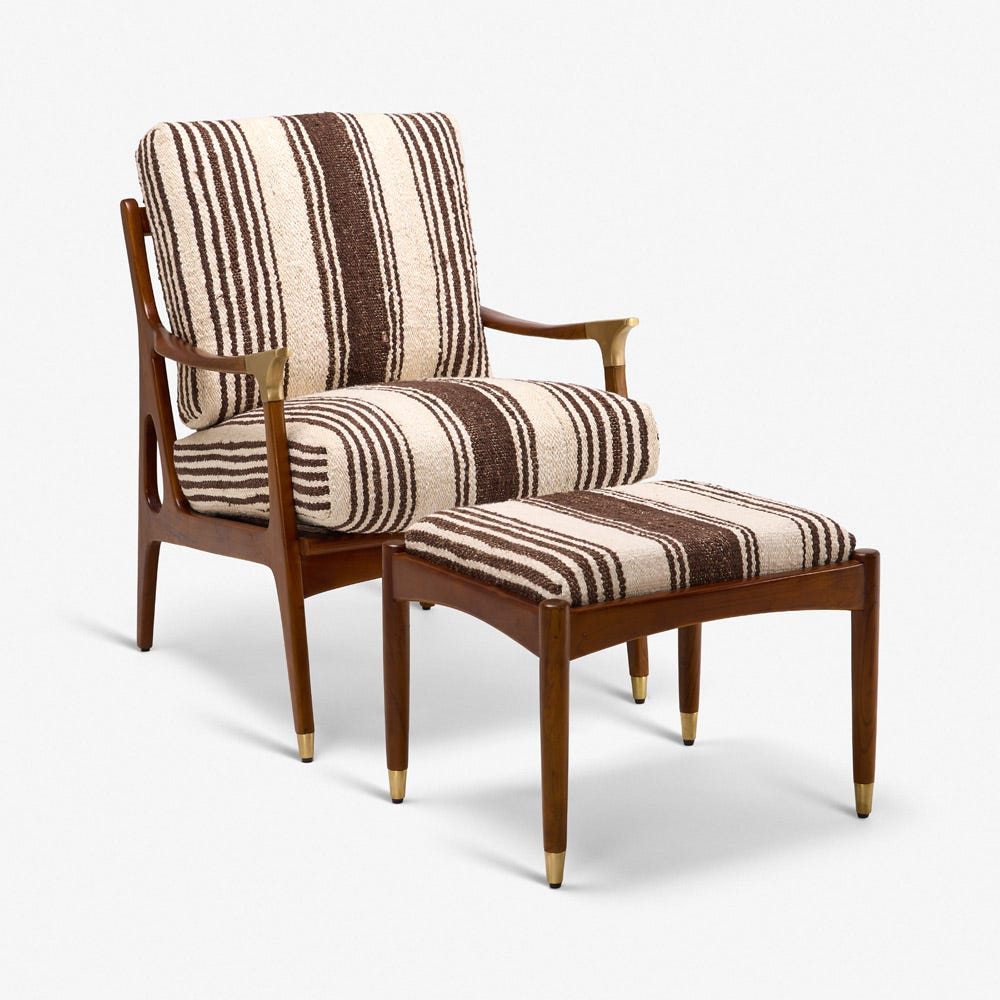 LEVI ARMCHAIR IN STRIPED RUG