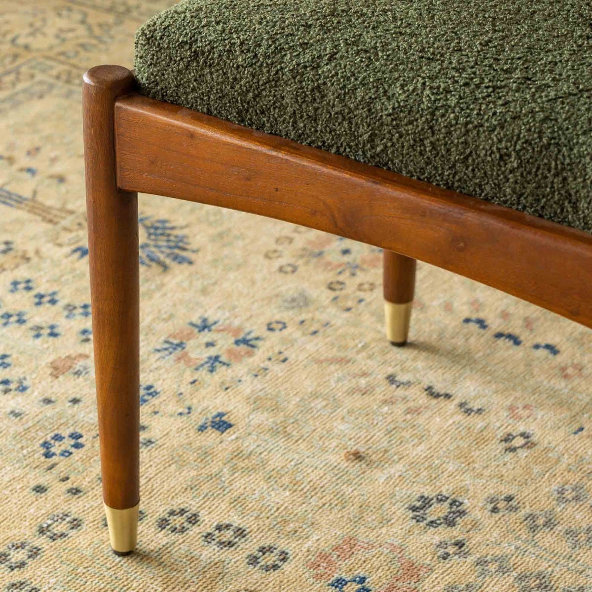 LEVI FOOTSTOOL IN OLIVE GREEN BOUCLE