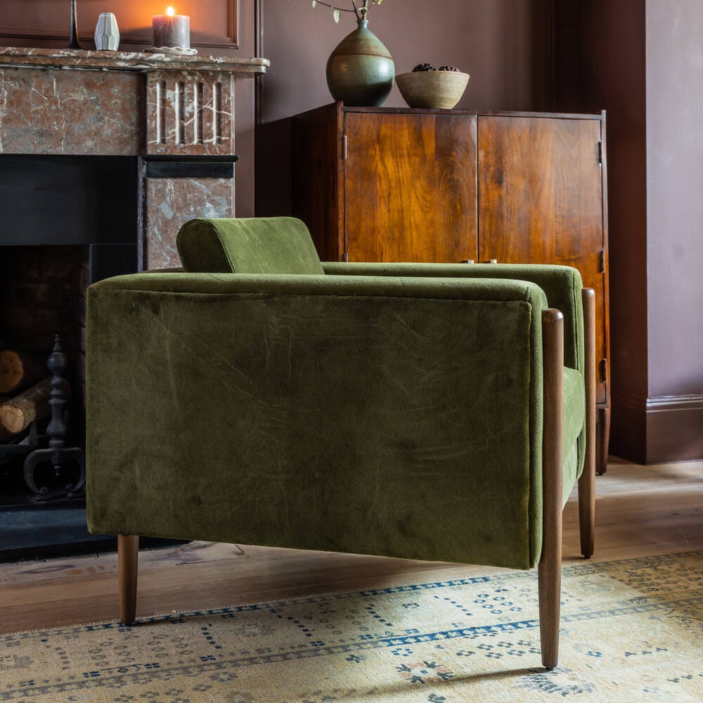LEXINGTON 3-SEAT SOFA IN DEEP GREEN VELVET - NATURAL