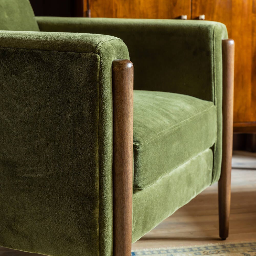 LEXINGTON 3-SEAT SOFA IN DEEP GREEN VELVET - NATURAL