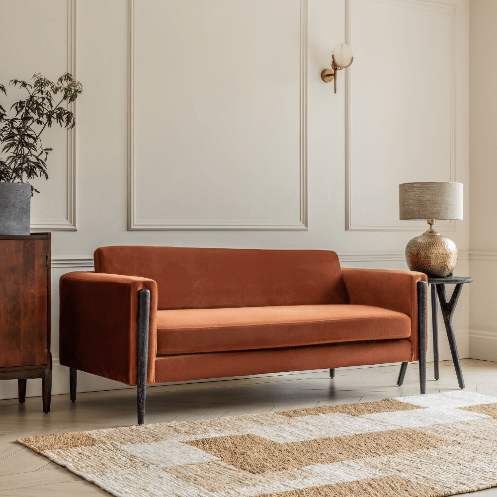 Lexington 3 Seat Sofa Rust Velvet