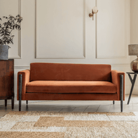LEXINGTON 3-SEAT SOFA IN RUST VELVET - BLACK