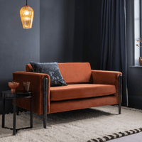 LEXINGTON LOVESEAT IN RUST VELVET - BLACK
