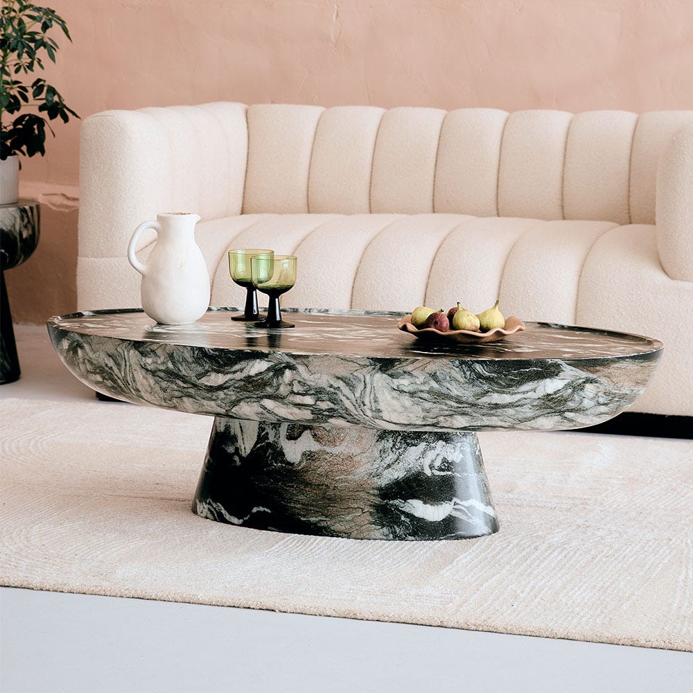 LUCY COFFEE TABLE IN GREEN MARBLE EFFECT