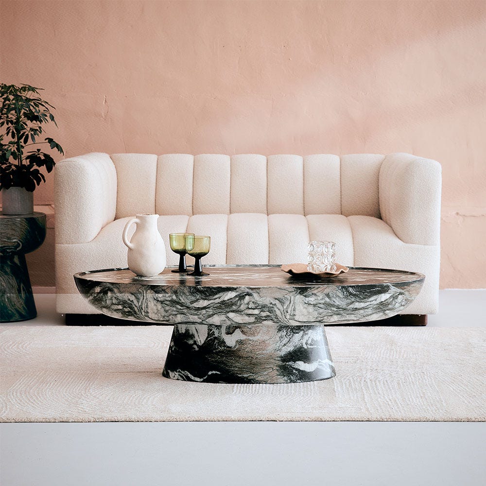 LUCY COFFEE TABLE IN GREEN MARBLE EFFECT