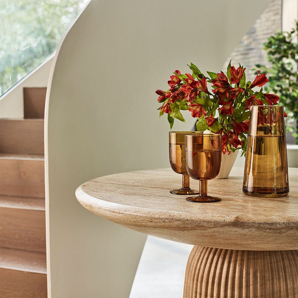 MASON BISTRO TABLE IN TRAVERTINE FINISH EFFECT