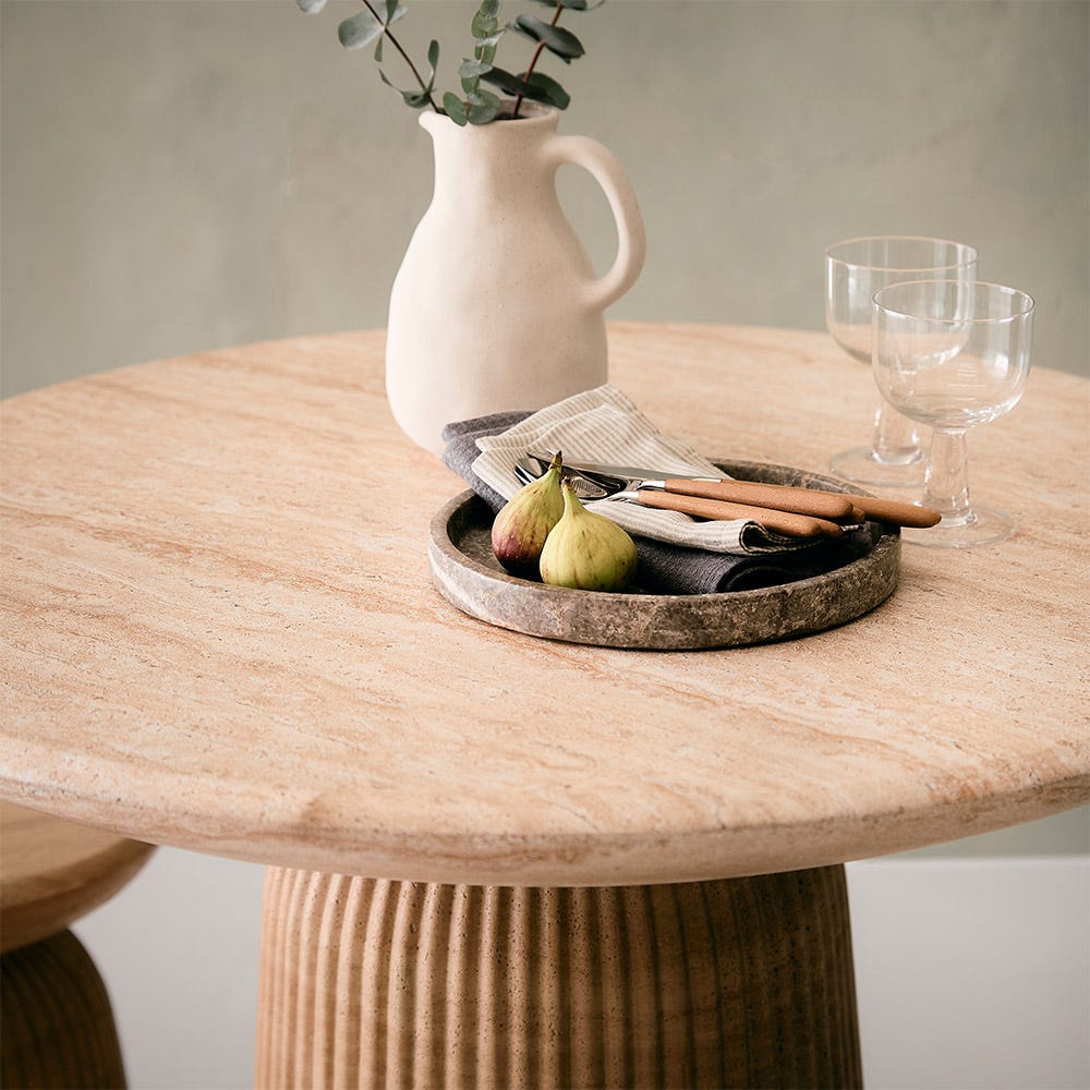 MASON BISTRO TABLE IN TRAVERTINE FINISH EFFECT