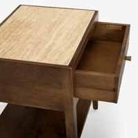 MIRABELLE TRAVERTINE BEDSIDE TABLE