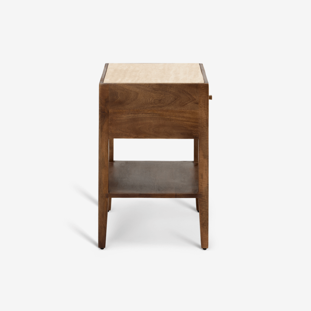 MIRABELLE TRAVERTINE BEDSIDE TABLE