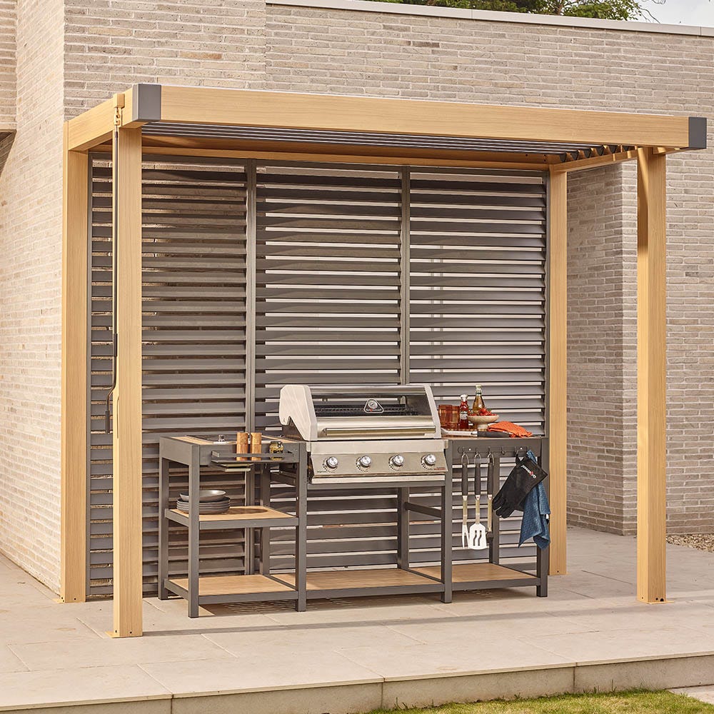 Savannah Hybrid Outdoor Kitchen - 4 Burner - Oak