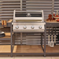 Savannah Hybrid Outdoor Kitchen - 4 Burner - Oak