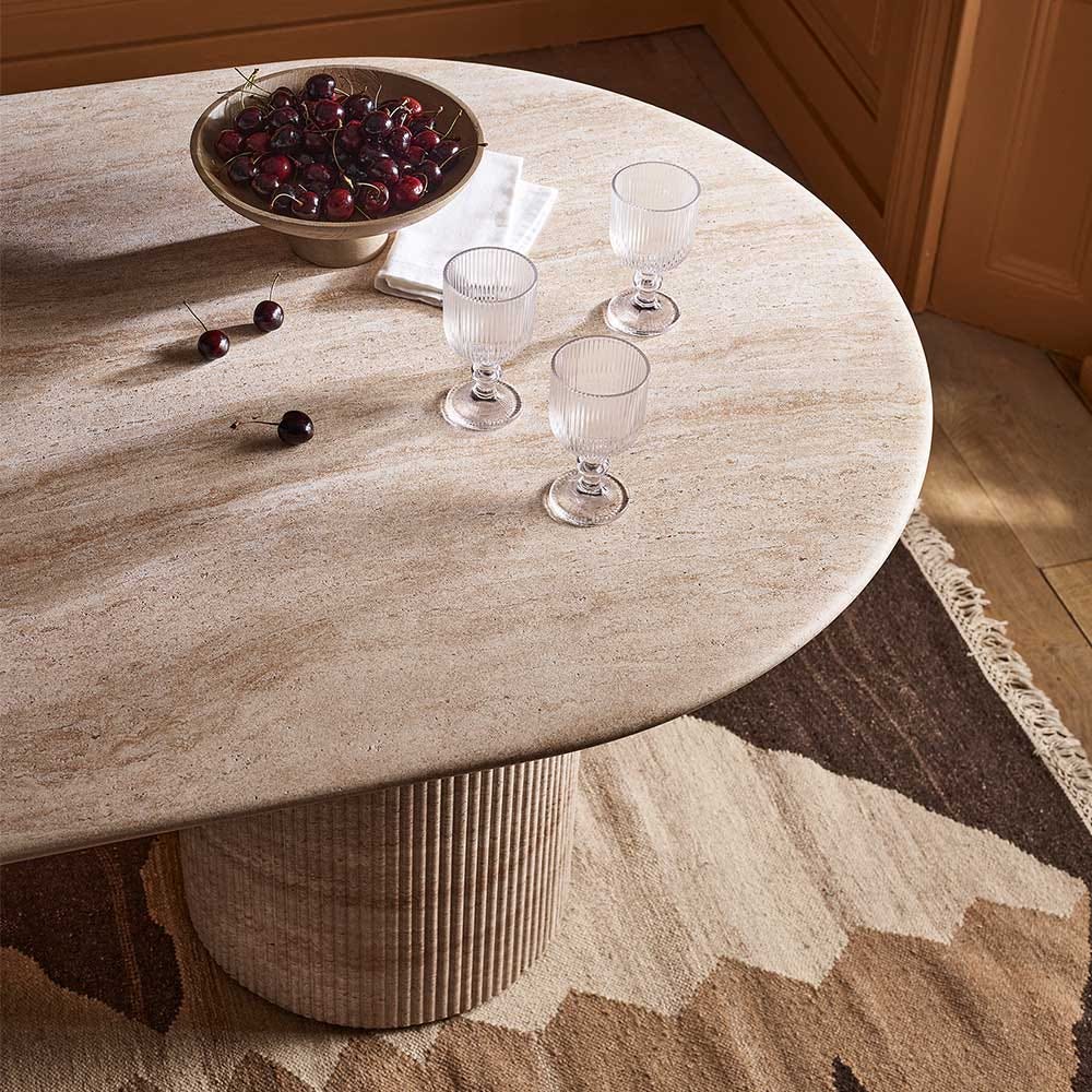 RAINA DINING TABLE IN TRAVERTINE FINISH EFFECT
