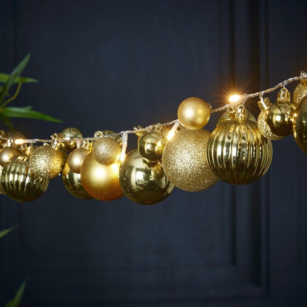 Retro Bauble 2m Garland - Gold