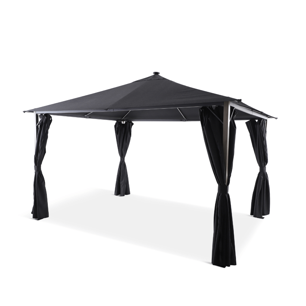 SAVANNAH BIRCH 3 X 3M FABRIC GAZEBO WITH SOLAR LIGHTS