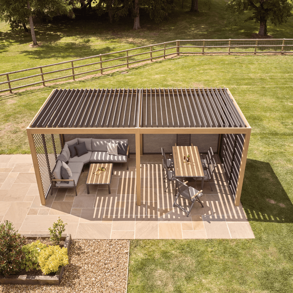 Savannah Pergola with lights 6 x 3m - Oak