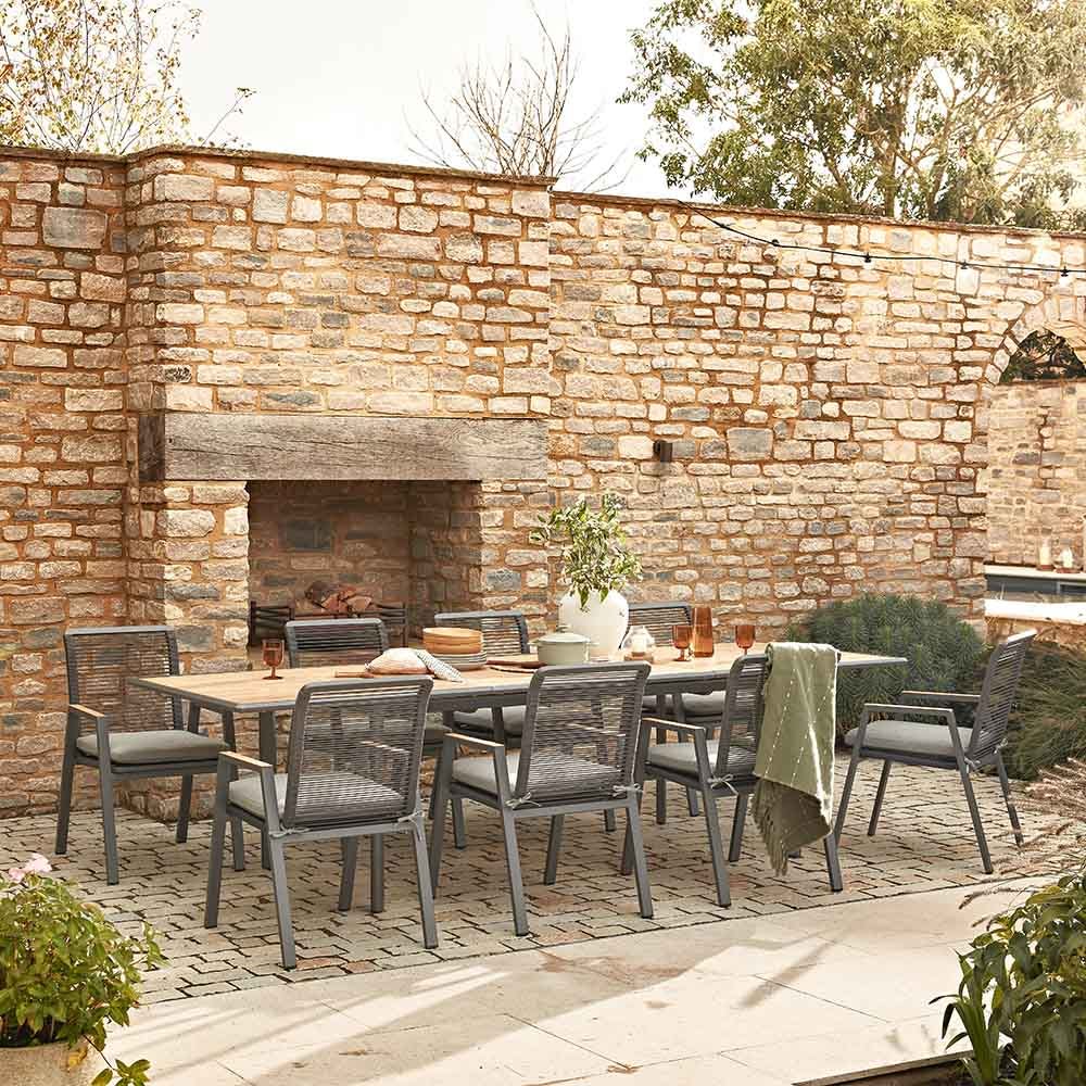 Savannah Rope 8-10 Seat 2m Extending Dining Set - Oak