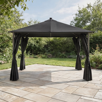 SAVANNAH BIRCH 4 X 3M FABRIC GAZEBO WITH SOLAR LIGHTS