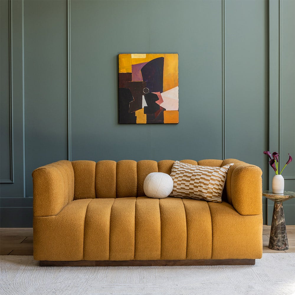 SLOANE FLUTED 2-SEAT SOFA IN MUSTARD BOUCLE