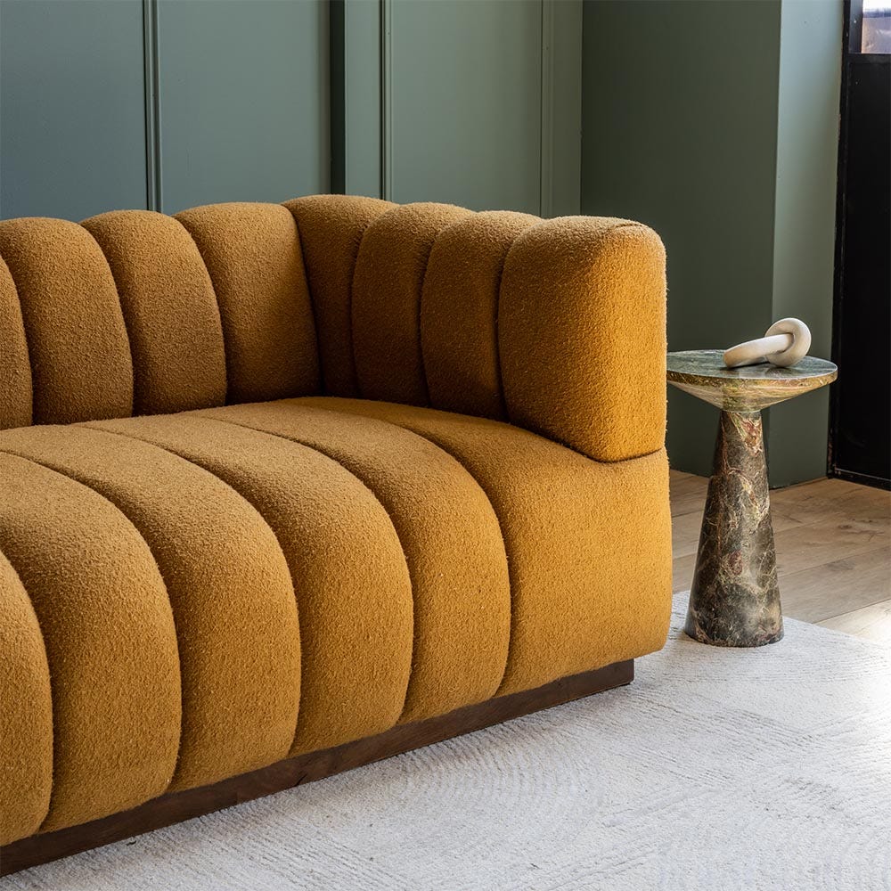 SLOANE FLUTED 2-SEAT SOFA IN MUSTARD BOUCLE