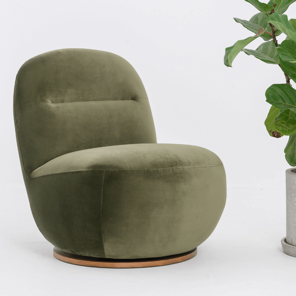 SUSIE SWIVEL CHAIR IN GREEN VELVET