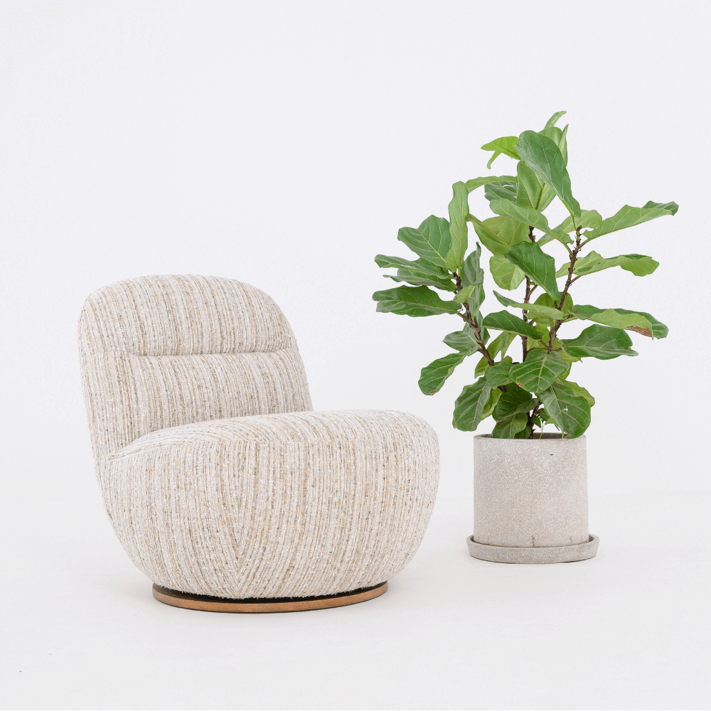 SUSIE SWIVEL CHAIR IN TEXTURED WEAVE
