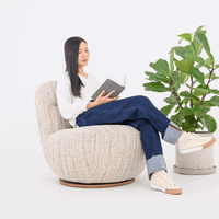 SUSIE SWIVEL CHAIR IN TEXTURED WEAVE