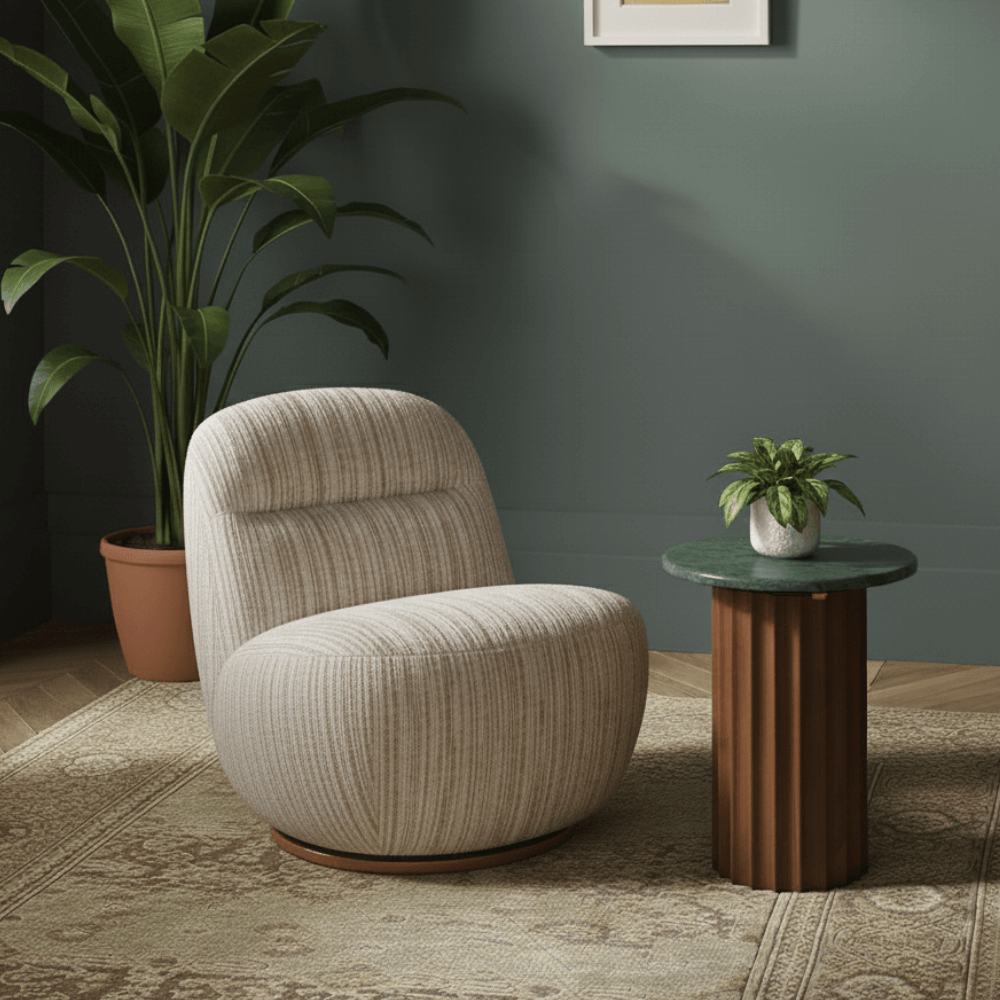 SUSIE SWIVEL CHAIR IN TEXTURED WEAVE