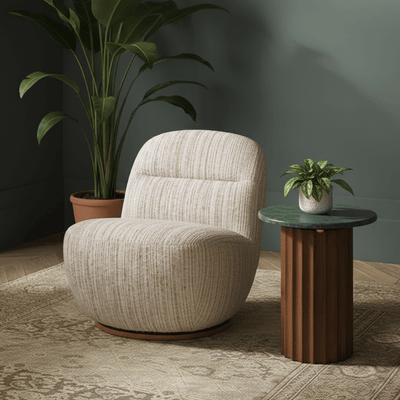SUSIE SWIVEL CHAIR IN TEXTURED WEAVE