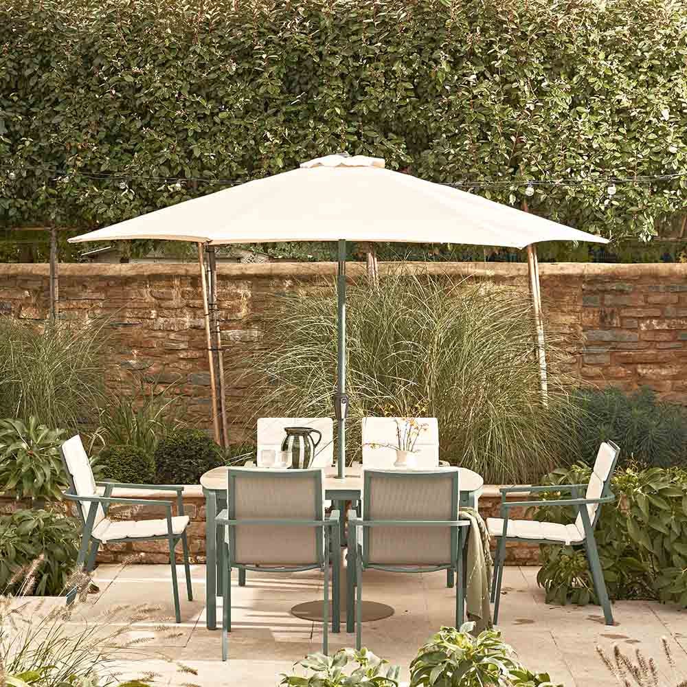 VALENTINA 6 SEAT DINING SET WITH 3.0M PARASOL