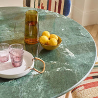 WESTBOURNE GREEN MARBLE DINING TABLE - NATURAL BASE