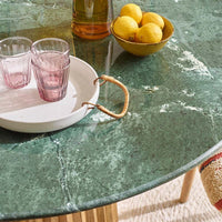 WESTBOURNE GREEN MARBLE DINING TABLE - NATURAL BASE