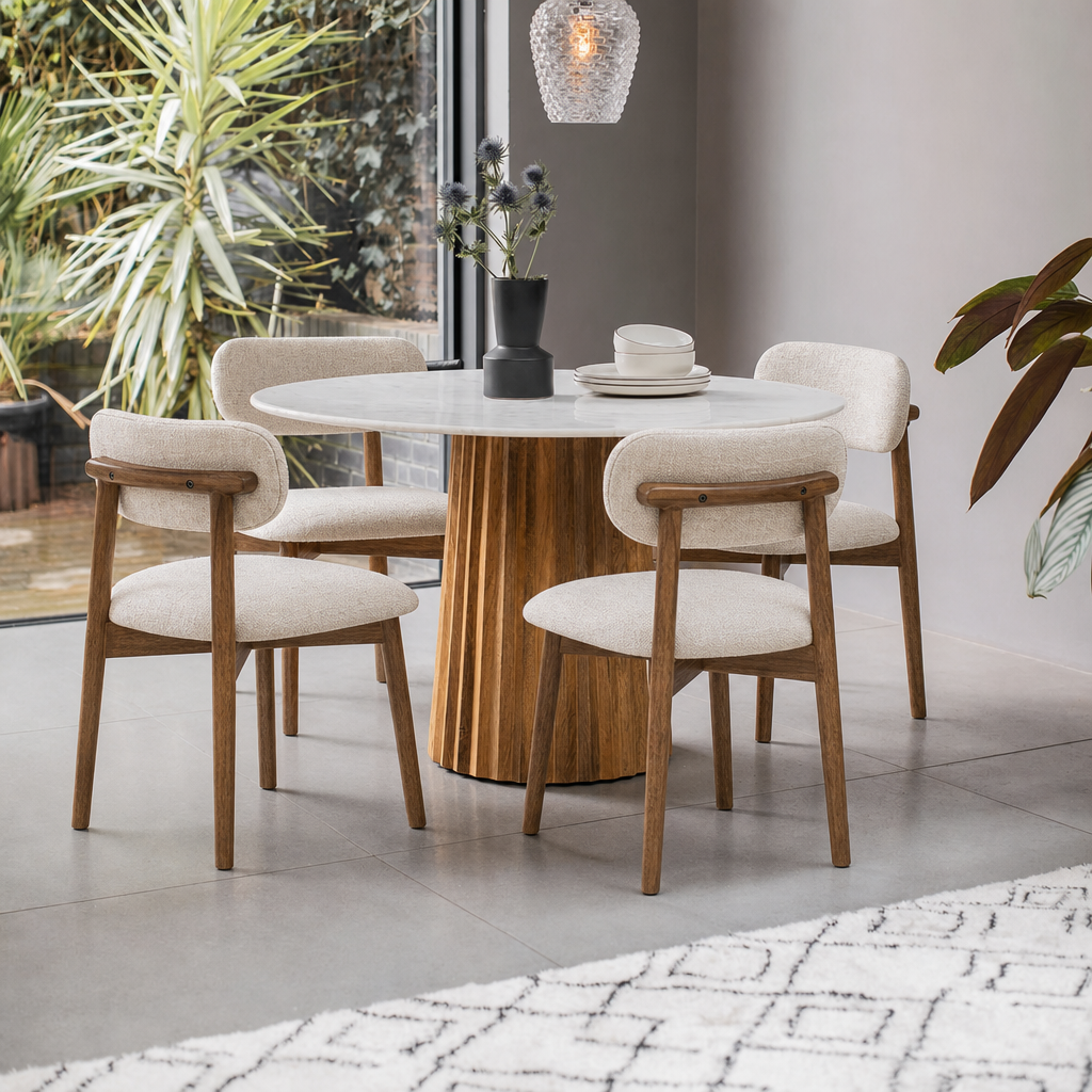 Westbourne Marble Dining Table and 4 Layla Dining Chair Set