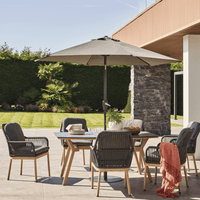 ZARA 6 SEAT BOAT-SHAPED DINING SET WITH 3.0M PARASOL